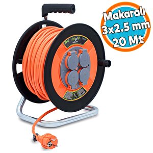 Plastik Makaralı Seyyar Kablo Kapaklı 4 Prizli Uzatma Kablosu 3x2.5 Mm Cca Kablo 20 Metre
