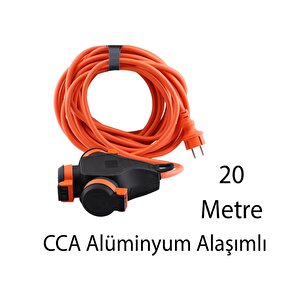 Seyyar Topraklı 3'lü Grup Priz Fiş 20 Metre Cca Kablo Uzatma Kablosu 3x2.5 Mm Monofaze Çoğaltıcı