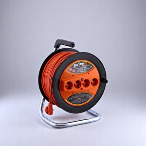 Uzatma Kablosu Makaralı Cca 3x1.5 Mm 35 Metre Plastik Seyyar Makara Termal Sigortalı 4 Prizli Monofaze