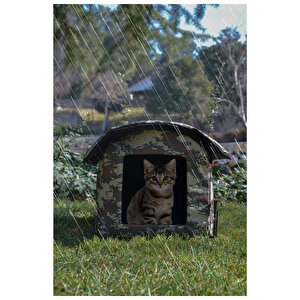 Yuga Kamuflaj Desen Kedi Evi Isı Ve Yağmur Korumalı