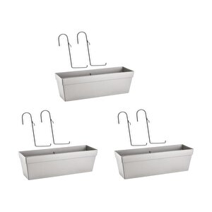 So-yb02a Askılı Yalı Balkon Saksı 10.8 Lt Kirli Beyaz 3 Adet