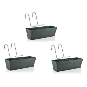 So-yb02a Askılı Yalı Balkon Saksı 10.8 Lt Antrasit 3 Adet