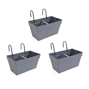 So-yb01a Askılı Yalı Balkon Saksı 6.5 Lt Antrasit 3 Adet