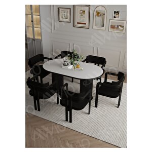 Bohem Ayak 6'lı Tokyo Metal Demonte Sandalye 80x160 Masa Sandalye Takımı Beyaz