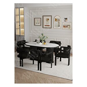 Bohem Ayak 6'lı Tokyo Metal Demonte Sandalye 80x160 Masa Sandalye Takımı Beyaz
