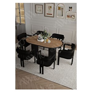 Bohem Ayak 6'lı Tokyo Metal Demonte Sandalye 80x160 Masa Sandalye Takımı Akçaağaç