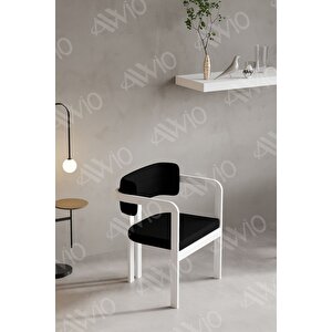 Trento Tokyo Sandalye Beyaz Mutfak Salon Yemek Odası Sandalyesi Demonte Metal Ayak Siyah