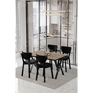 Vanensi  Elma Sandalye 80x120 Yemek Masası Mutfak Masası 4 Kişilik Masa Sandalye Takım Akçaağaç