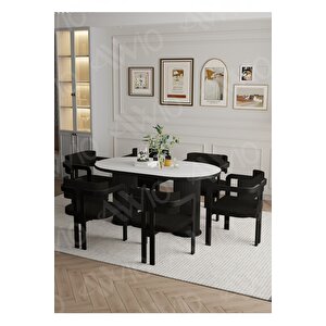 Bohem Ayak 6'lı Tokyo Metal Demonte Sandalye 80x180 Masa Sandalye Takımı Beyaz