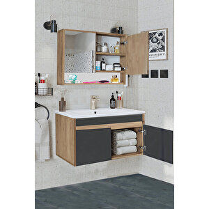 Serena Ea 100 Cm, Seramik Lavabolu Banyo Dolabı Seti, Mdf,