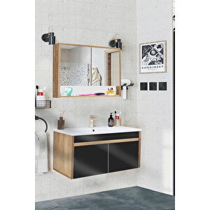 Serena Ea 100 Cm, Seramik Lavabolu Banyo Dolabı Seti, Mdf