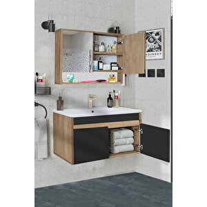 Serena Ea 100 Cm, Seramik Lavabolu Banyo Dolabı Seti, Mdf