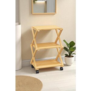 Digithome Bambu 3 Raflı Tekerlekli Sehpa Düzenleyici Raf Çok Amaçlı Organizer Db-0023