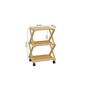 Digithome Bambu 3 Raflı Tekerlekli Sehpa Düzenleyici Raf Çok Amaçlı Organizer Db-0023
