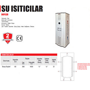 Thermall T-60 Bylban Su Isıtıcı Askılı Banyo Boyleri