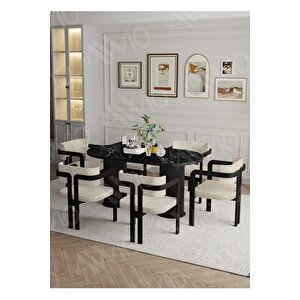 Calina Bohem Ayak 6'lı Tokyo Metal Demonte Sandalye 80x160 Masa Sandalye Takımı
