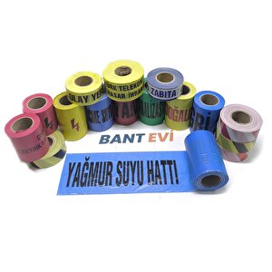 Yağmur Suyu Hattı İkaz Şeridi 20cmx250mt Toprak Altı Yağmur Borusu Emniyet Bandı