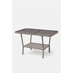 Defne 4 Kişilik Bahçe Ve Balkon Oturma Takımı Sütlü Kahve - 2+1+1+masa - 4 Parça Rattan Oturma Grubu