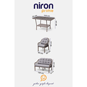 Defne 4 Kişilik Bahçe Ve Balkon Oturma Takımı Sütlü Kahve - 2+1+1+masa - 4 Parça Rattan Oturma Grubu