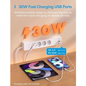 Akıllı 4'lü Priz 30w 2typec + 2usb (matter Destekli