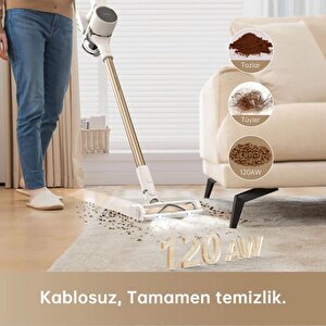 Dreame R10 Led Işık Dikey Şarjlı Süpürge Beyaz