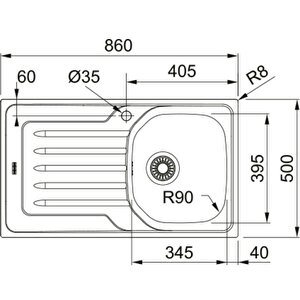 Onda Line Oll 611-86 Dekorlu Sol Damlalıklı Paslanmaz Çelik Mutfak Eviyesi 86x50 Cm