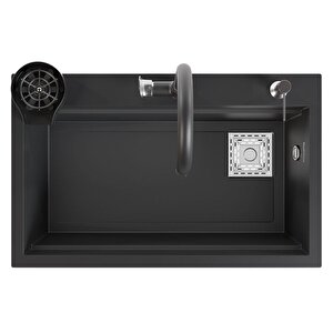 Hermes Granit Akıllı Eviye Seti Antrasit 75.5x47 Cm