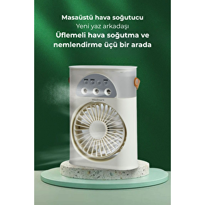 Smart Taşınabilir Işıklı Spreyli Vantilatörbuzlu Buharlı Vantilatör Mini Fan Nemlendirici Vantilatör