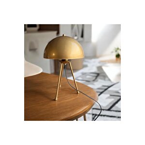 Modern Tasarım Mars Tripod Ayaklı Abajur Eskitme Gold Sarı Masa Lambası