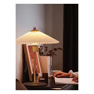 Exlusive Collection Krem Şapka Tasarım Madame Fico Abajur Eskitme Gold Sarı