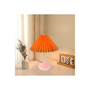 Modern Tasarım Umbrella Abajur Yatak Odası Abajur Orange Turuncu Masa Lambası Alp Beyazı Gövde