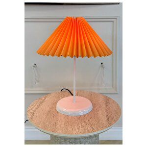 Modern Tasarım Umbrella Abajur Yatak Odası Abajur Orange Turuncu Masa Lambası Alp Beyazı Gövde