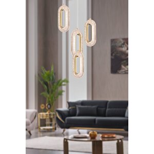 Sarkıt Led Avize Dörtlü Sarkıt Ledli Avize Gold Sarı Kademeli 3 Renk