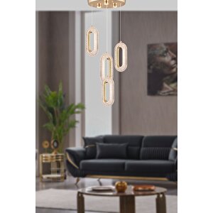 Sarkıt Led Avize Dörtlü Sarkıt Ledli Avize Gold Sarı Kademeli 3 Renk