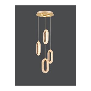Sarkıt Led Avize Dörtlü Sarkıt Ledli Avize Gold Sarı Kademeli 3 Renk