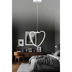Modern Tasarım Heart Kalp Tekli Sarkıt Led Avize Krom Gün Işığı