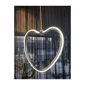 Modern Tasarım Heart Kalp Tekli Sarkıt Led Avize Krom Gün Işığı