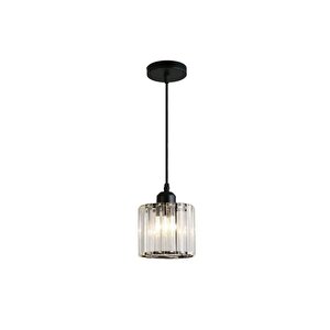 Lüks Modern Lüks Avize Kristal Taşlı Tekli Sarkıt Avize Siyah