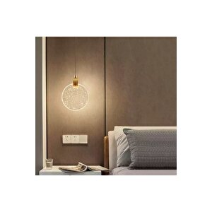 Modern Elegance Luxury Tekli Sarkıt Kristal Camlı Led Avize Gold Sarı Ledli Avize