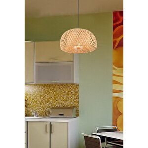 Nordic Tasarım Bamboo Avize Hasır Avize 1.sınıf Kalite Naturel Ferahlık Katar