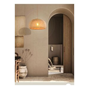 Nordic Tasarım Bamboo Avize Hasır Avize 1.sınıf Kalite Naturel Ferahlık Katar