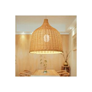 Handmade Tasarım Bamboo Avize Hasır Avize 1.sınıf Kalitem 32 Cm Çap Naturel Ferahlık Katar