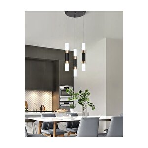 Modern Luxury Tasarım Led Avize Gold Sarı Ve Siyah Detaylı