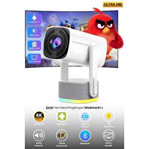 Şarjlı 4k Destekli Taşınabilir Ev Sinema Projeksiyonu – Android, Wifi, Bluetooth, 3d, 200 Ansi Lümen