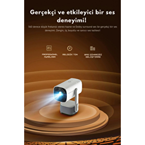 Şarjlı 4k Destekli Taşınabilir Ev Sinema Projeksiyonu – Android, Wifi, Bluetooth, 3d, 200 Ansi Lümen
