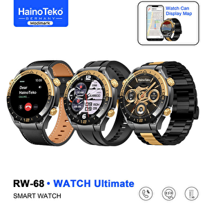 Germany Rw-68 Premium Erkek Akıllı Saat 3 Kordon Arama Sağlık Spor Takip Navigasyon Akıllı Saat Gold