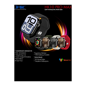 Hk10 Pro Max Akıllı Saat – 2.02" Super Amoled Ekran, Yapay Zeka Destekli, Şık Tasarım Ekstra Kordon