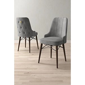 Loft Barok Desen 80x132 Açılabilir Mdf Masa Yemek Odası Takımı, Mutfak Takımı 6 Sandalye Gri