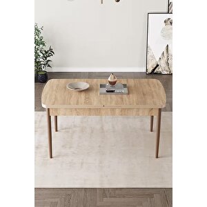 Loft Meşe Desen 80x132 Açılabilir Mdf Masa Yemek Odası Takımı, Mutfak Takımı 4 Sandalye, 1 Bench