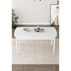 Loft Beyaz 80x132 Açılabilir Mdf Masa Yemek Odası Takımı, Mutfak Takımı 6 Sandalye Antrasit